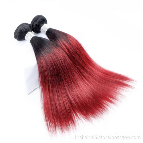 extention  Wine Colour raw Wholesale 99j bundle with closure european silky straight human hair 1b~99j cherry red bundles